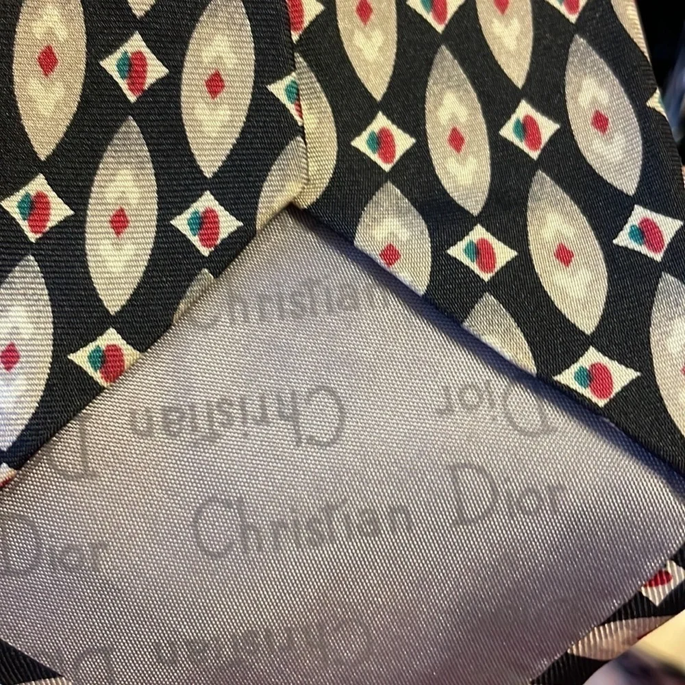 Christian Dior Monsieur Geometric Design Silk Necktie